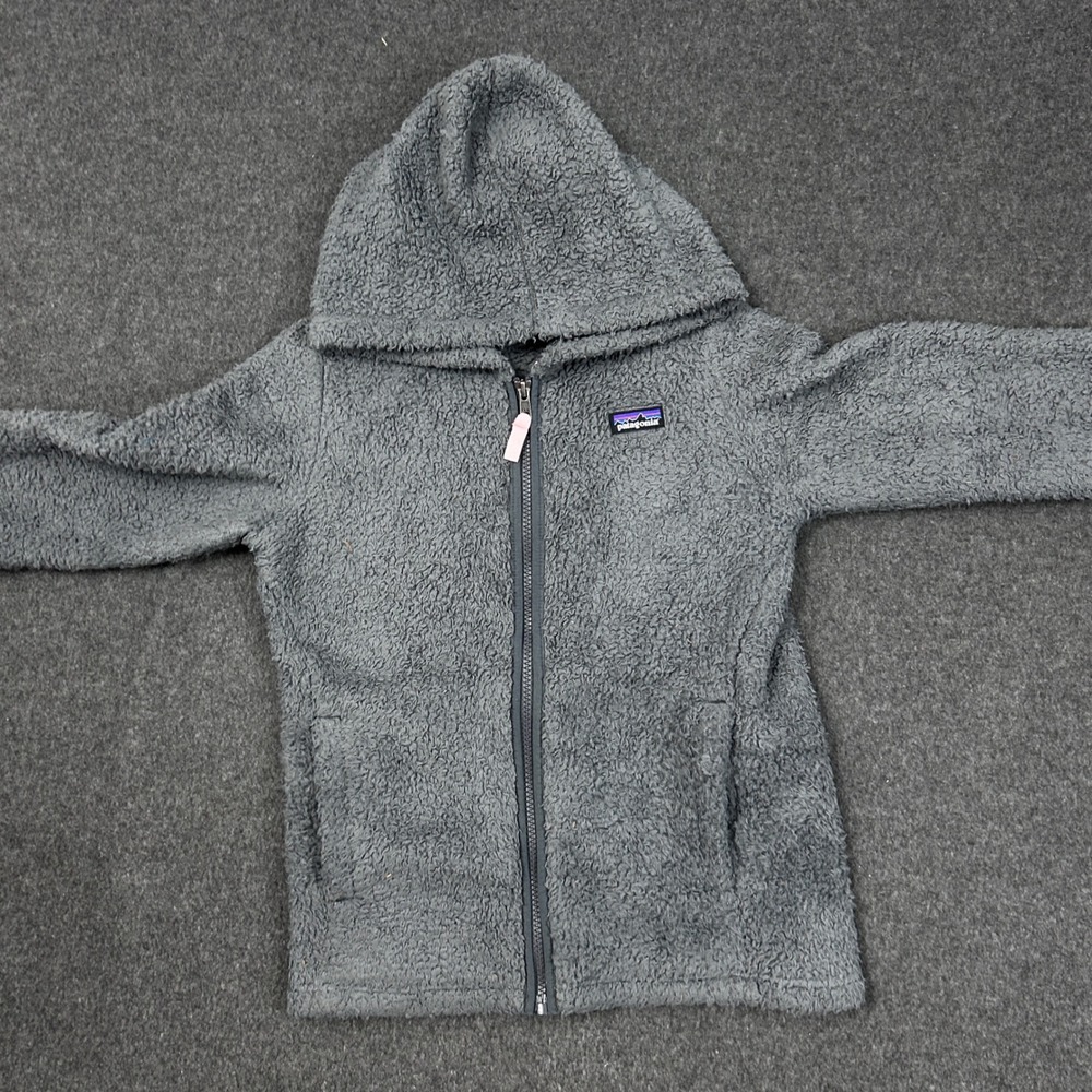 Patagonia Girls Los Gatos Hooded Fleece Jacket Gray Size M 10 Full Zip Hoodie